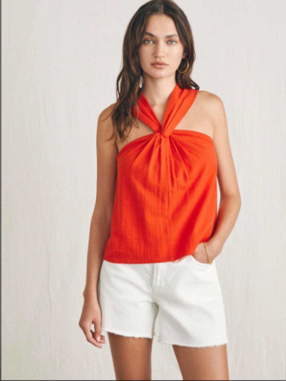 Faherty Bay twist top in poppy red 100% organic cotton NWT